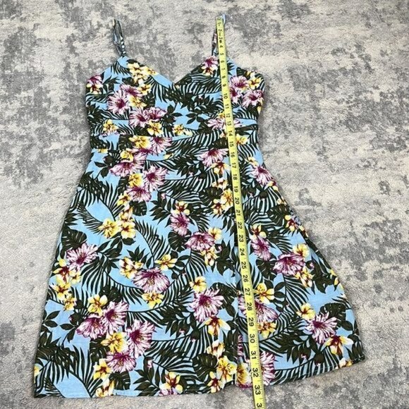NWT JOA Tropical Print Mini Dress Sleeveless Faux Wrap Floral Hibiscus Sz S - Picture 6 of 14